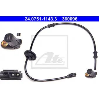 Capteur, vitesse de roue ATE 24.0751-1143.3