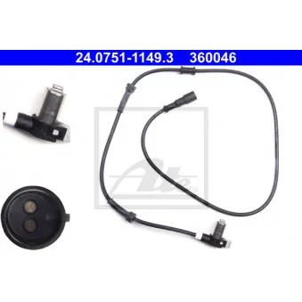 Capteur, vitesse de roue ATE 24.0751-1149.3