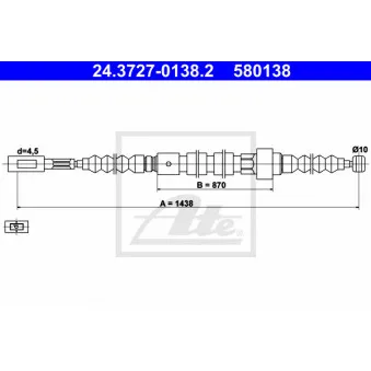 Tirette à câble, frein de stationnement ATE 24.3727-0138.2