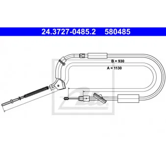 Tirette à câble, frein de stationnement ATE 24.3727-0485.2