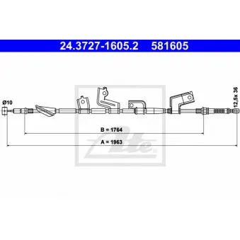 Tirette à câble, frein de stationnement ATE 24.3727-1605.2