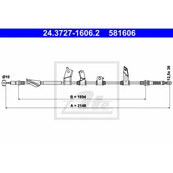 Tirette à câble, frein de stationnement ATE 24.3727-1606.2
