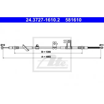 Tirette à câble, frein de stationnement ATE 24.3727-1610.2