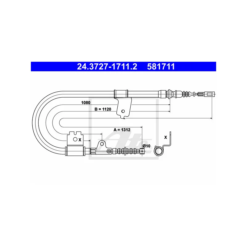 Tirette à câble, frein de stationnement ATE 24.3727-1711.2