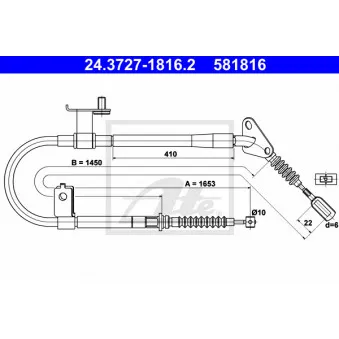 Tirette à câble, frein de stationnement ATE 24.3727-1816.2