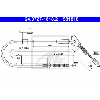 Tirette à câble, frein de stationnement ATE 24.3727-1818.2