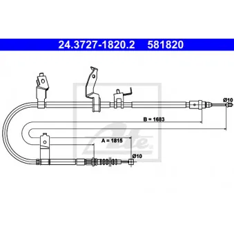 Tirette à câble, frein de stationnement ATE 24.3727-1820.2