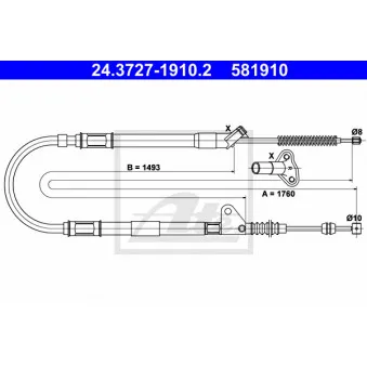 Tirette à câble, frein de stationnement ATE 24.3727-1910.2