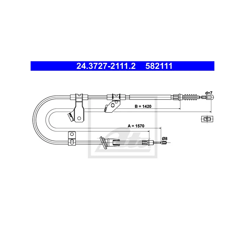 Tirette à câble, frein de stationnement ATE 24.3727-2111.2