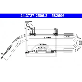 Tirette à câble, frein de stationnement ATE 24.3727-2506.2