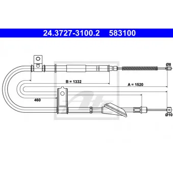 Tirette à câble, frein de stationnement ATE 24.3727-3100.2