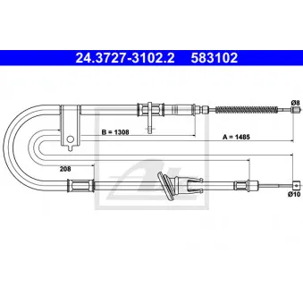Tirette à câble, frein de stationnement ATE 24.3727-3102.2