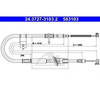 Tirette à câble, frein de stationnement ATE 24.3727-3103.2