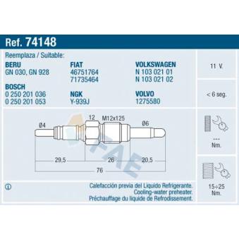 Bougie de préchauffage FAE 74148