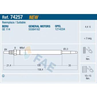 Bougie de préchauffage FAE 74257
