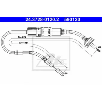 Tirette à câble, commande d'embrayage ATE 24.3728-0120.2