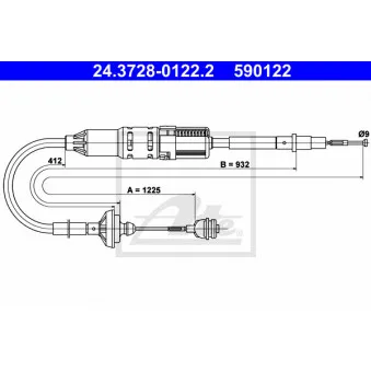 Tirette à câble, commande d'embrayage ATE 24.3728-0122.2