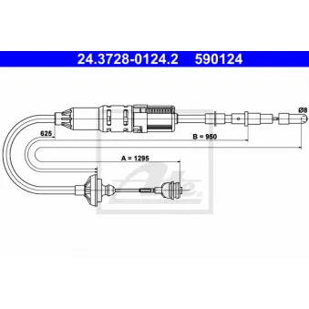 Tirette à câble, commande d'embrayage ATE 24.3728-0124.2