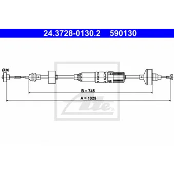 Tirette à câble, commande d'embrayage ATE 24.3728-0130.2