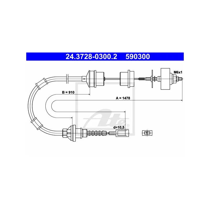 Tirette à câble, commande d'embrayage ATE 24.3728-0300.2