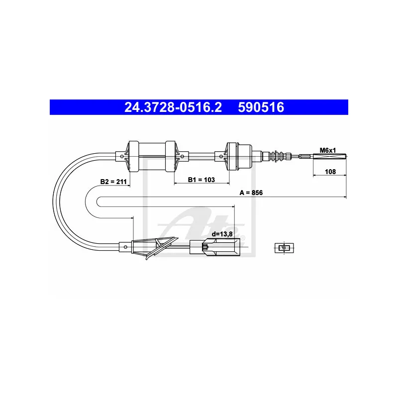 Tirette à câble, commande d'embrayage ATE 24.3728-0516.2