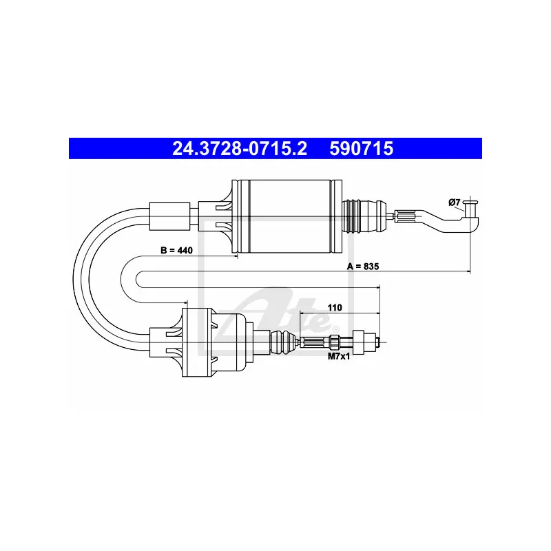Tirette à câble, commande d'embrayage ATE 24.3728-0715.2