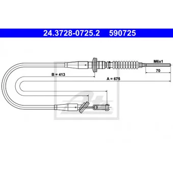 Tirette à câble, commande d'embrayage ATE 24.3728-0725.2