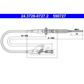 Tirette à câble, commande d'embrayage ATE 24.3728-0727.2