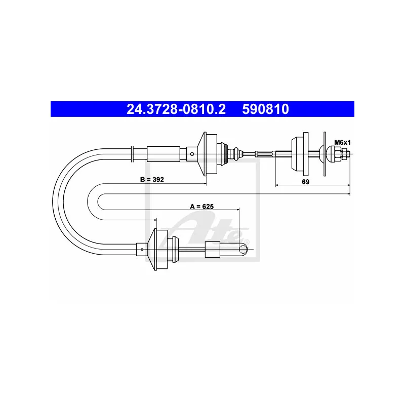 Tirette à câble, commande d'embrayage ATE 24.3728-0810.2