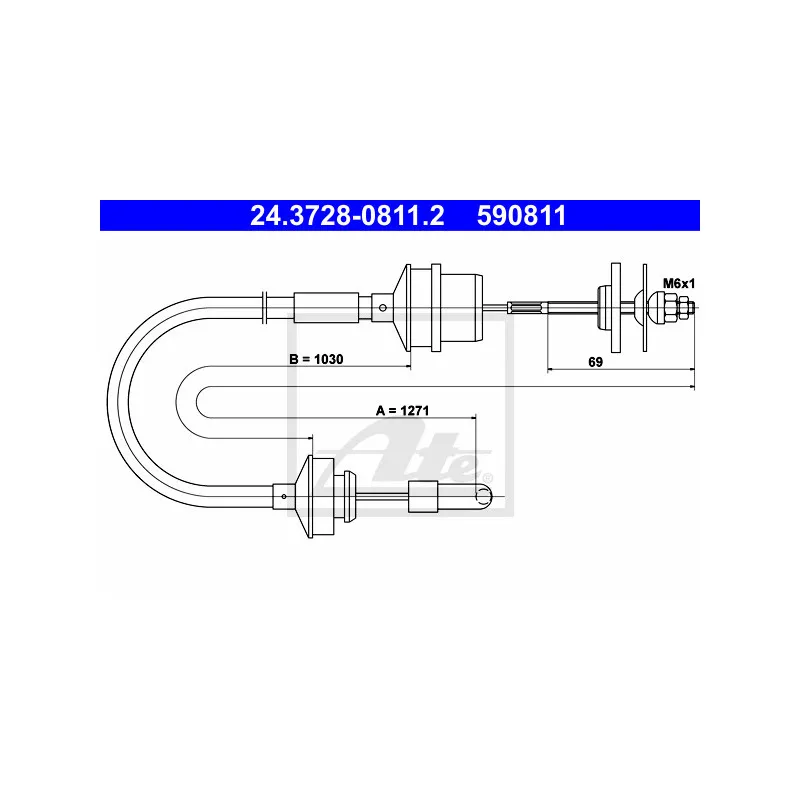 Tirette à câble, commande d'embrayage ATE 24.3728-0811.2