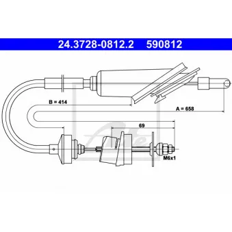 Tirette à câble, commande d'embrayage ATE 24.3728-0812.2