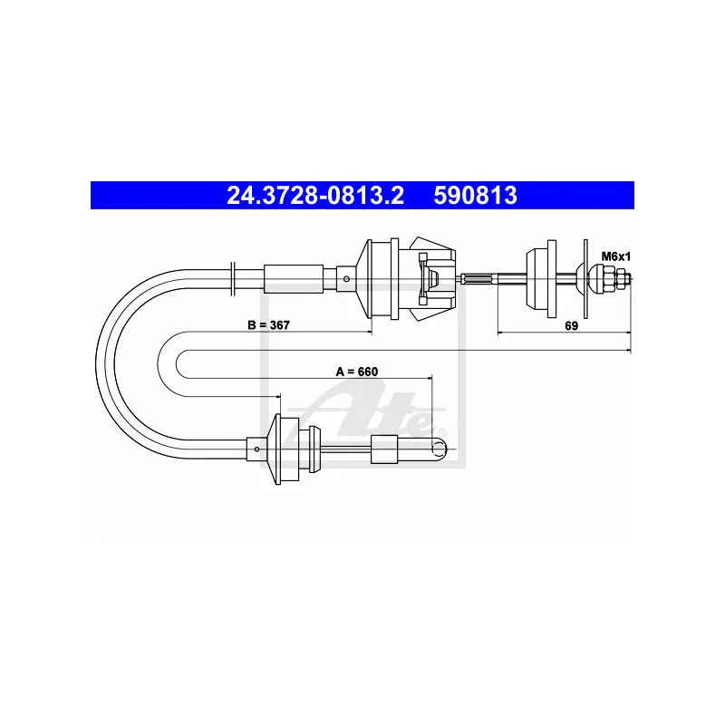 Tirette à câble, commande d'embrayage ATE 24.3728-0813.2