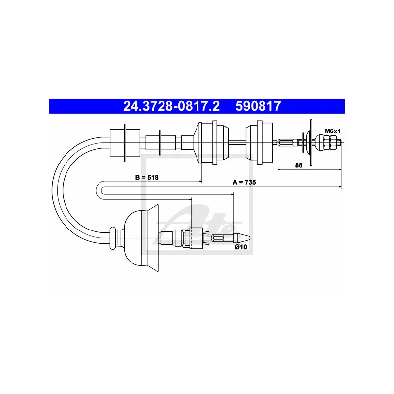 Tirette à câble, commande d'embrayage ATE 24.3728-0817.2