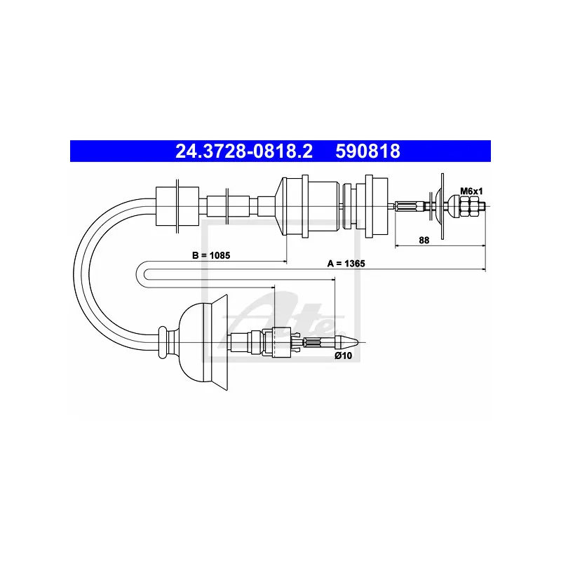 Tirette à câble, commande d'embrayage ATE 24.3728-0818.2