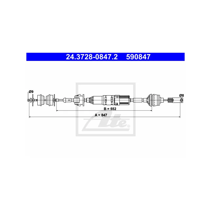 Tirette à câble, commande d'embrayage ATE 24.3728-0847.2