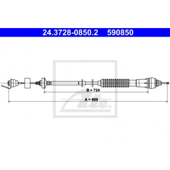 Tirette à câble, commande d'embrayage ATE 24.3728-0850.2