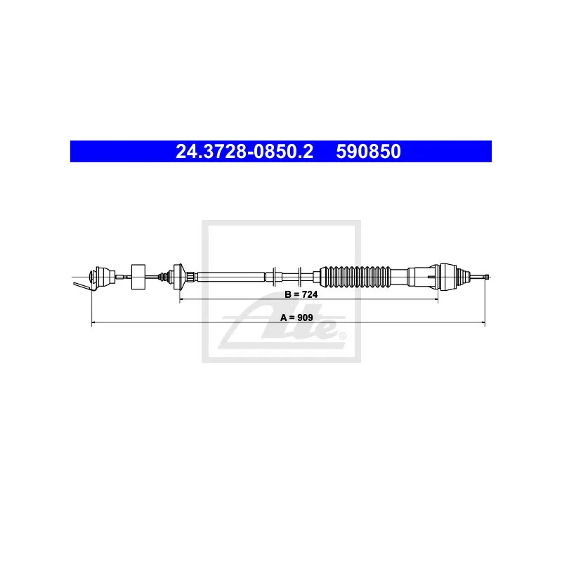 Tirette à câble, commande d'embrayage ATE 24.3728-0850.2