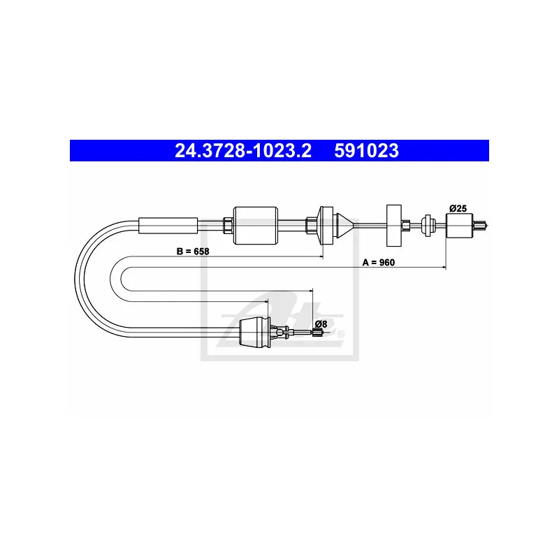 Tirette à câble, commande d'embrayage ATE 24.3728-1023.2