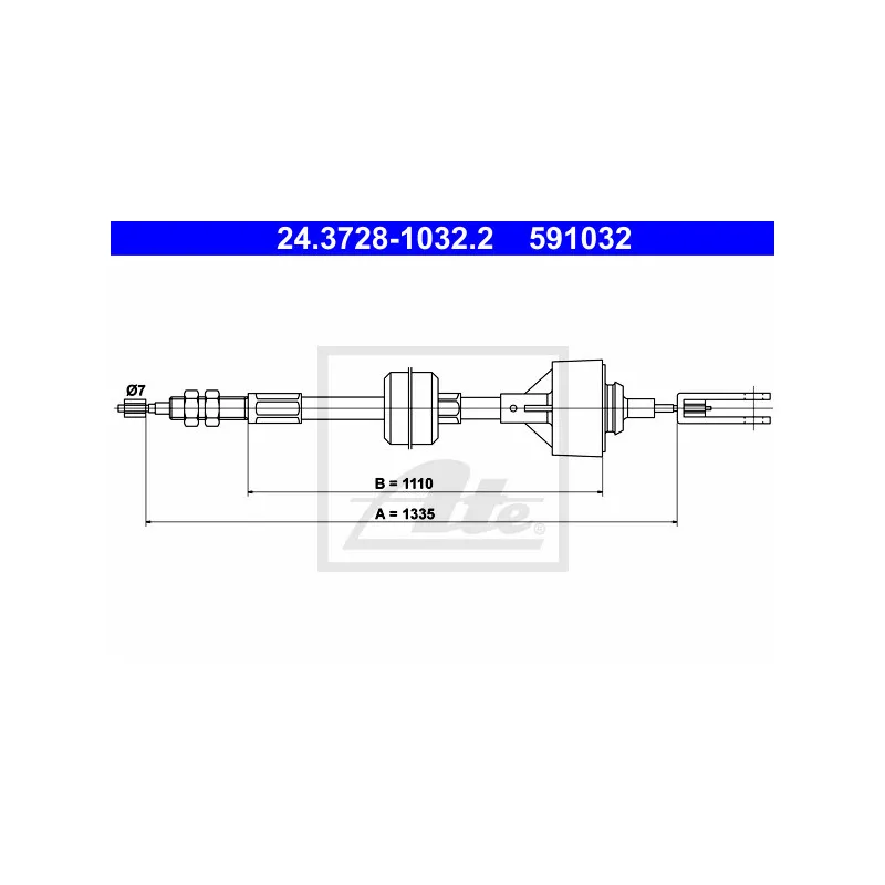 Tirette à câble, commande d'embrayage ATE 24.3728-1032.2