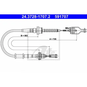 Tirette à câble, commande d'embrayage ATE 24.3728-1707.2
