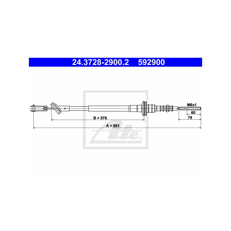 Tirette à câble, commande d'embrayage ATE 24.3728-2900.2