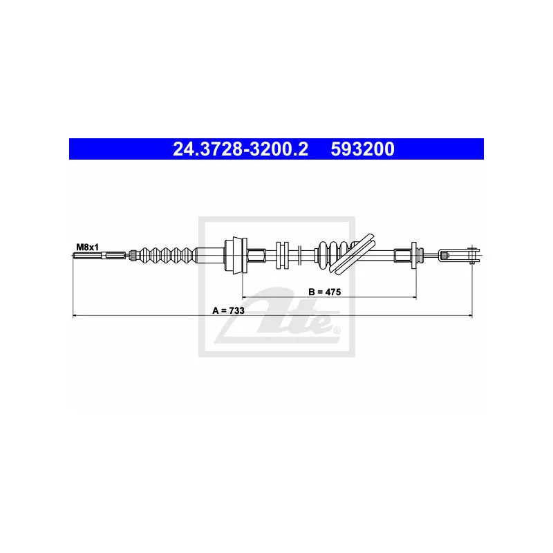 Tirette à câble, commande d'embrayage ATE 24.3728-3200.2