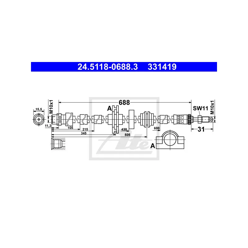 Flexible de frein ATE 24.5118-0688.3