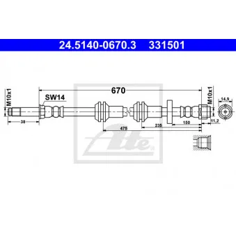 Flexible de frein ATE 24.5140-0670.3