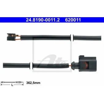 Contact d'avertissement, usure des plaquettes de frein ATE 24.8190-0011.2