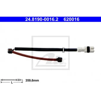 Contact d'avertissement, usure des plaquettes de frein ATE 24.8190-0016.2
