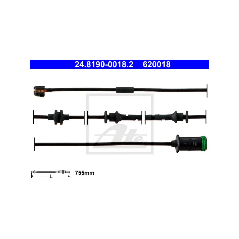 Contact d'avertissement, usure des plaquettes de frein ATE 24.8190-0018.2