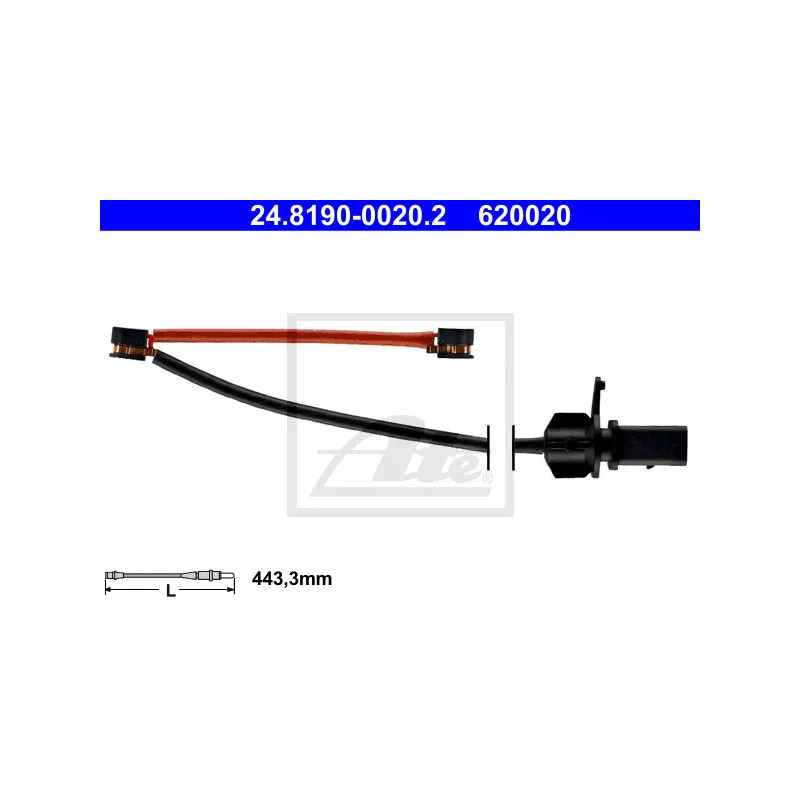 Contact d'avertissement, usure des plaquettes de frein ATE 24.8190-0020.2