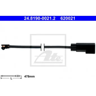 Contact d'avertissement, usure des plaquettes de frein ATE 24.8190-0021.2