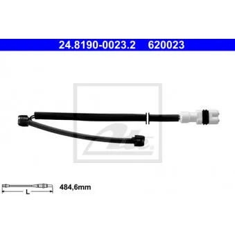 Contact d'avertissement, usure des plaquettes de frein ATE 24.8190-0023.2